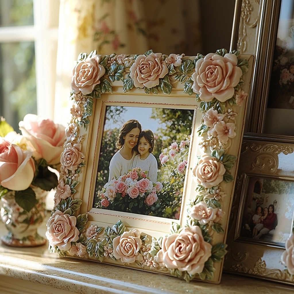 Petals Of Memory: Mother's Rose-Lined Keepsake Frame Painting Diamond Kit
