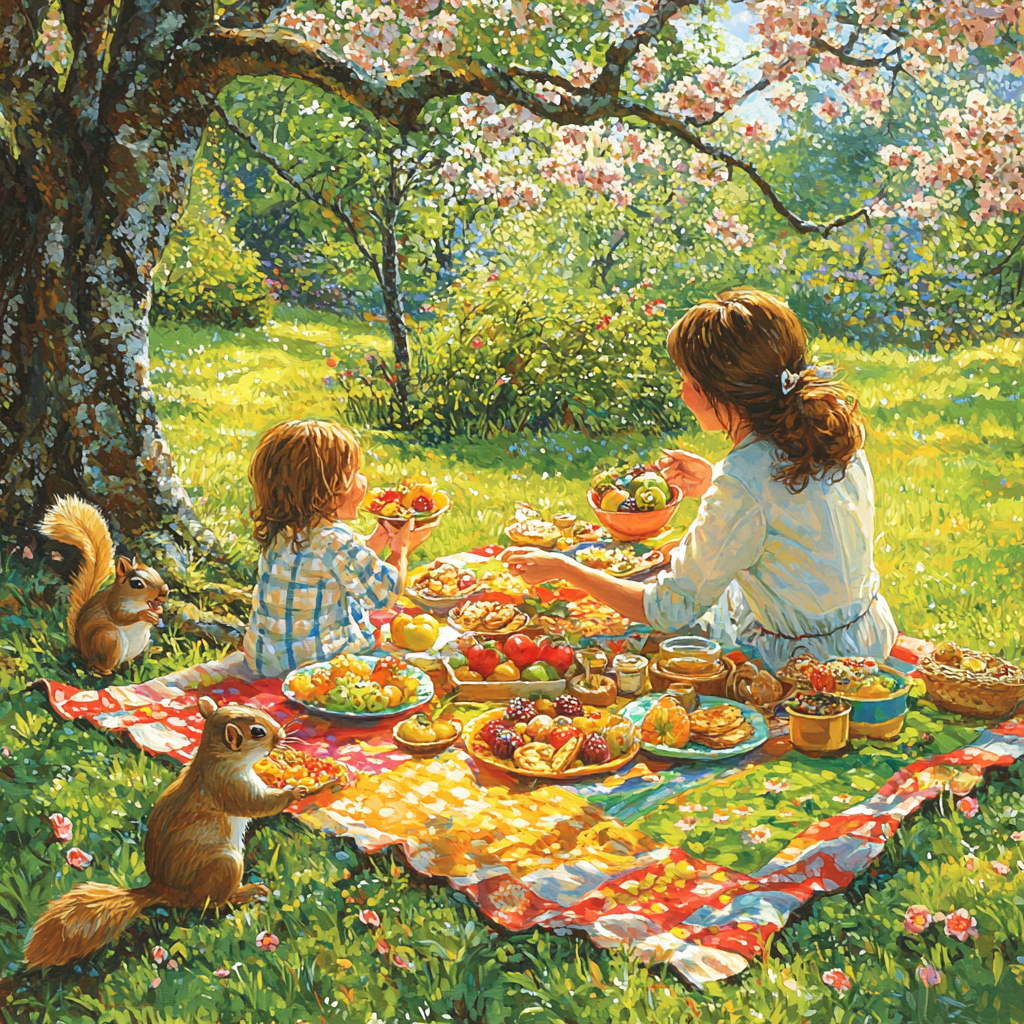 Sunny Escapade: A Mother-Child Picnic Adventure Paint By Color