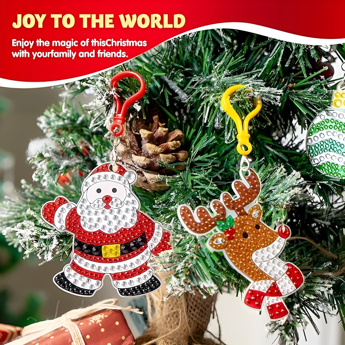 16 Pcs 5D Painting Christmas Diamond Art Ornament Kit