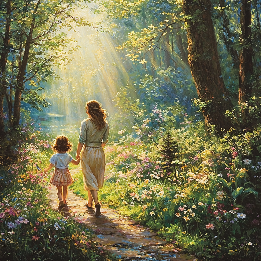 Hand In Hand: A Nature Walk Together Paint By Color