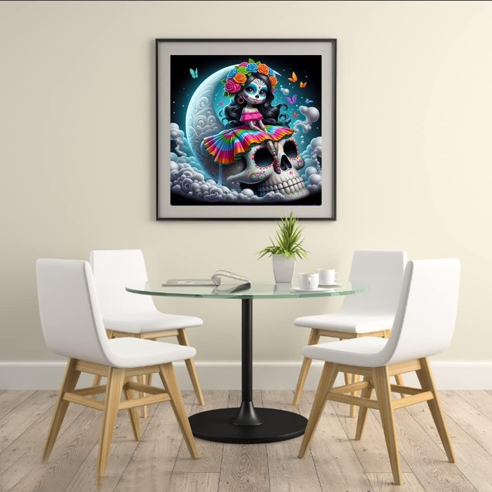 Halloween Moon With Flowers Paint By Diamond Art Kit 