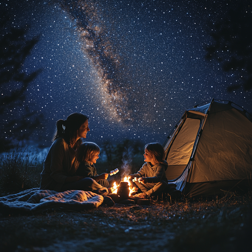 Starlit Conversations: A Mother-Child Camping Experience Paint By Diamond