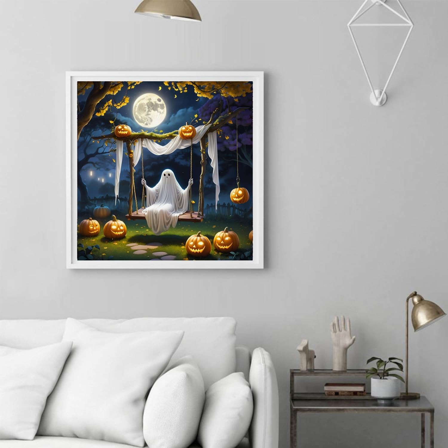 DIY 5D Pumpkin Moon Halloween Wall Decor Paint By Diamonds Kit