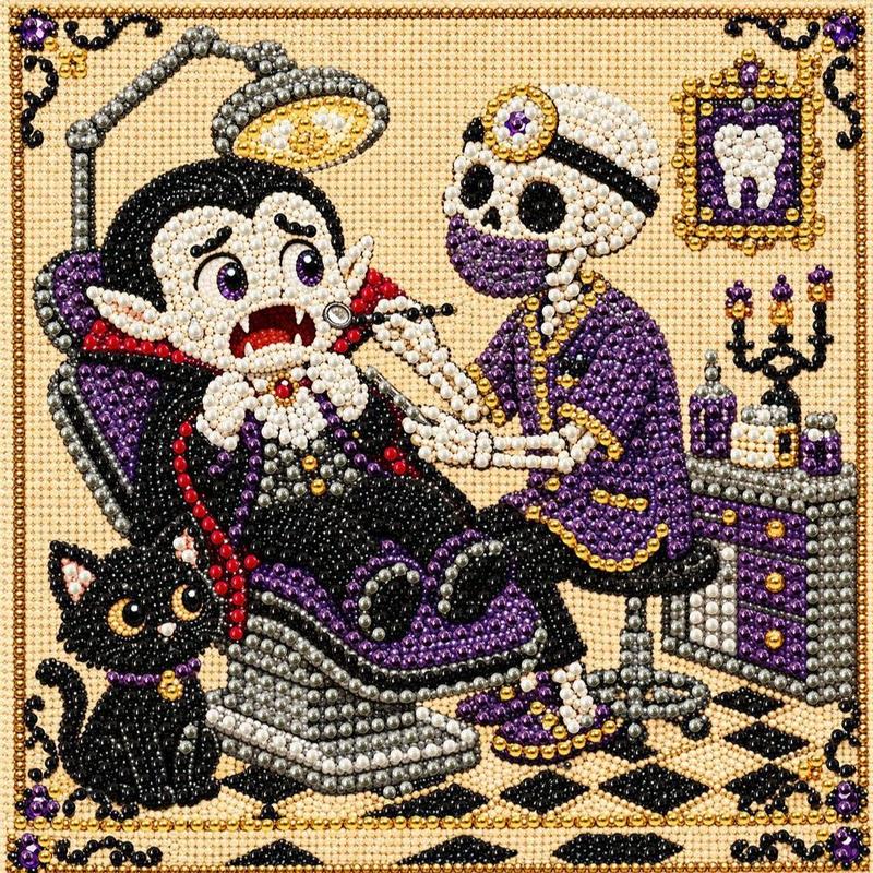 DIY Halloween Paint By Diamond Craft Kit With Artboard And Tools