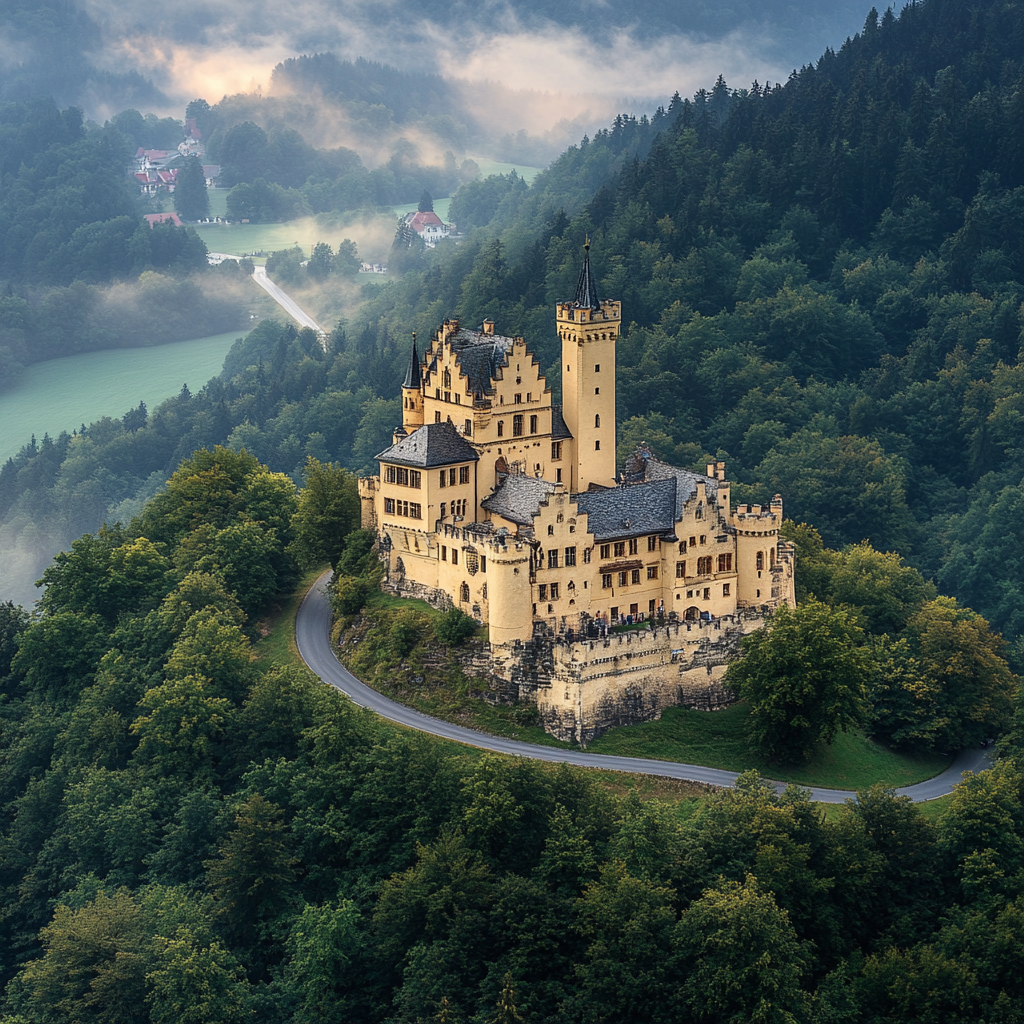 Neuschwanstein Castle Hilltop Fortress Painting by diamonds kit