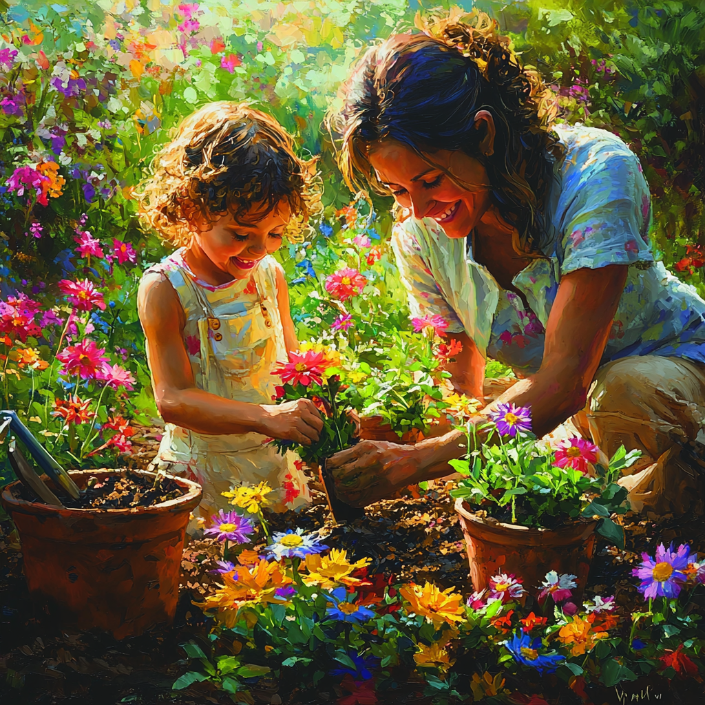 Garden Whispers: A Day Of Flower Planting Paint By Color