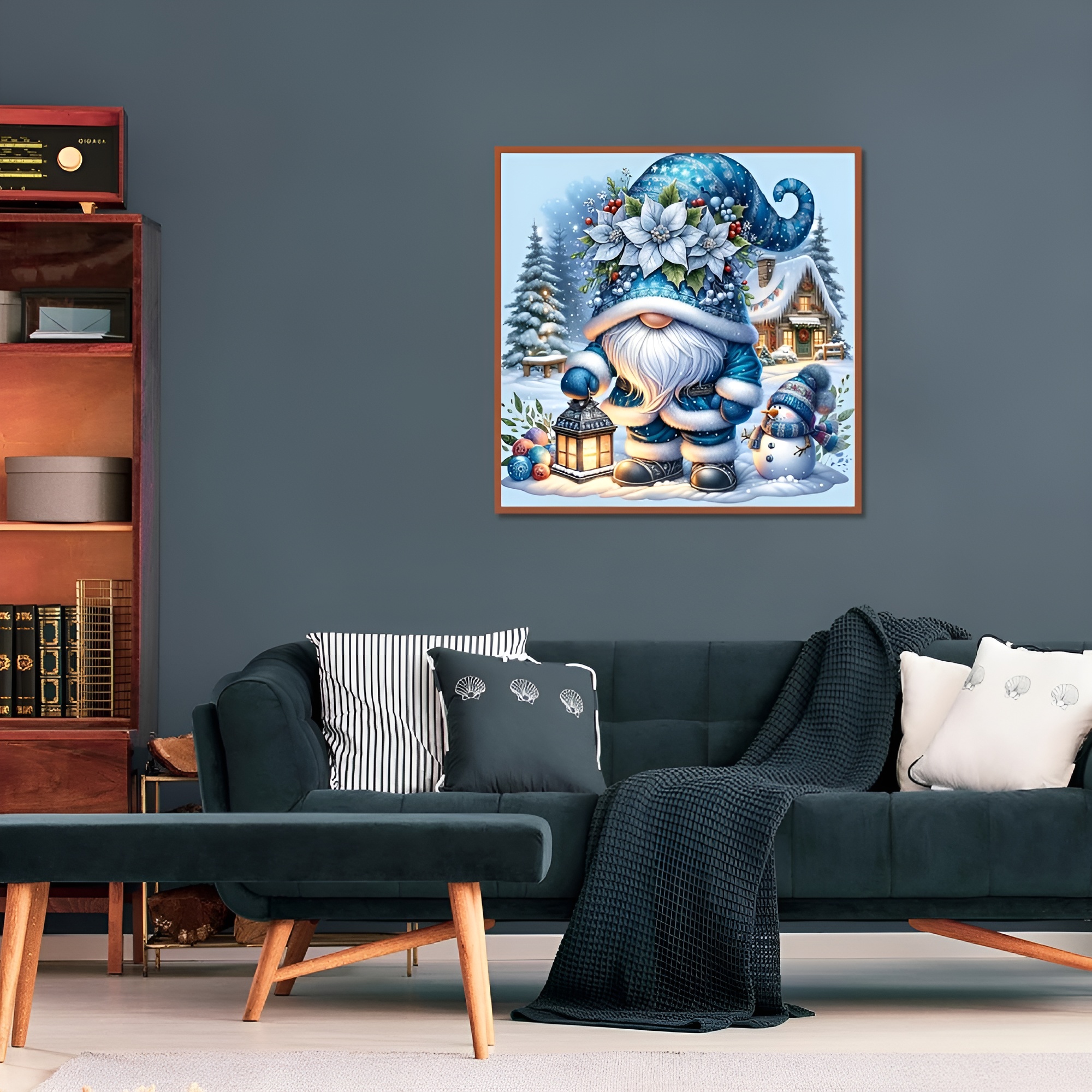 DIY 5D Diamond Art Kit for Adults with Gnome and Snowman Holiday Theme