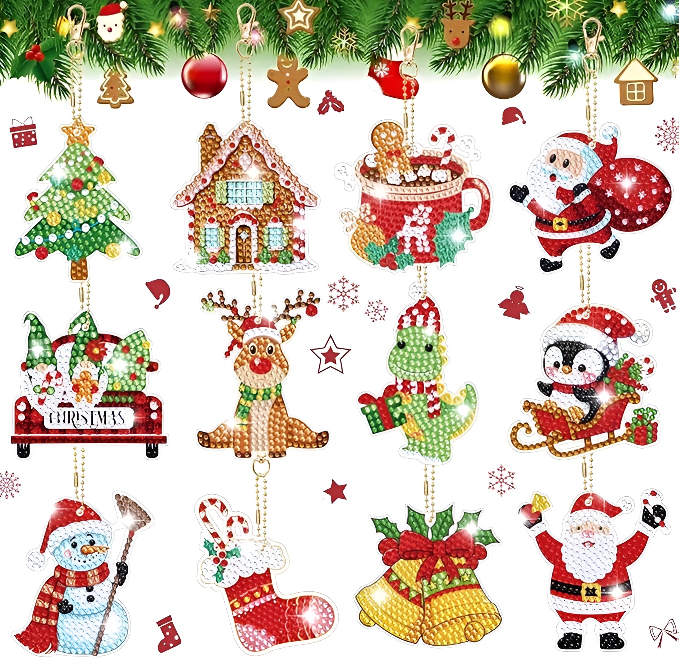 6Pcs Make Your Own GEM Art Keychains