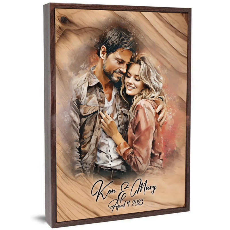 Custom Couple Portrait Wood Wall Art