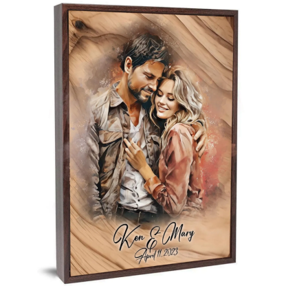 Custom Couple Portrait Wood Wall Art