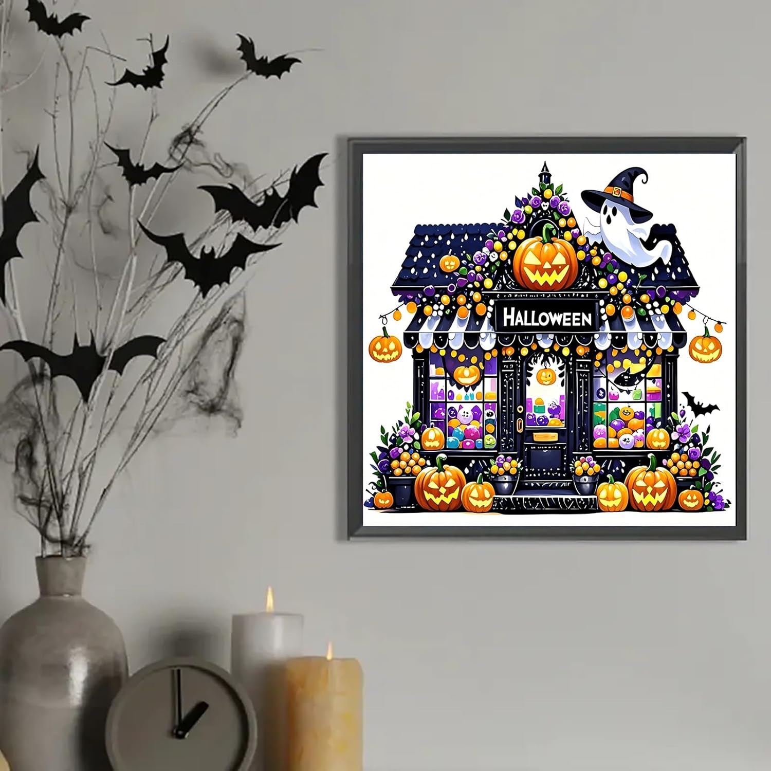 Halloween Pumpkin House Paint By Diamond Kit
