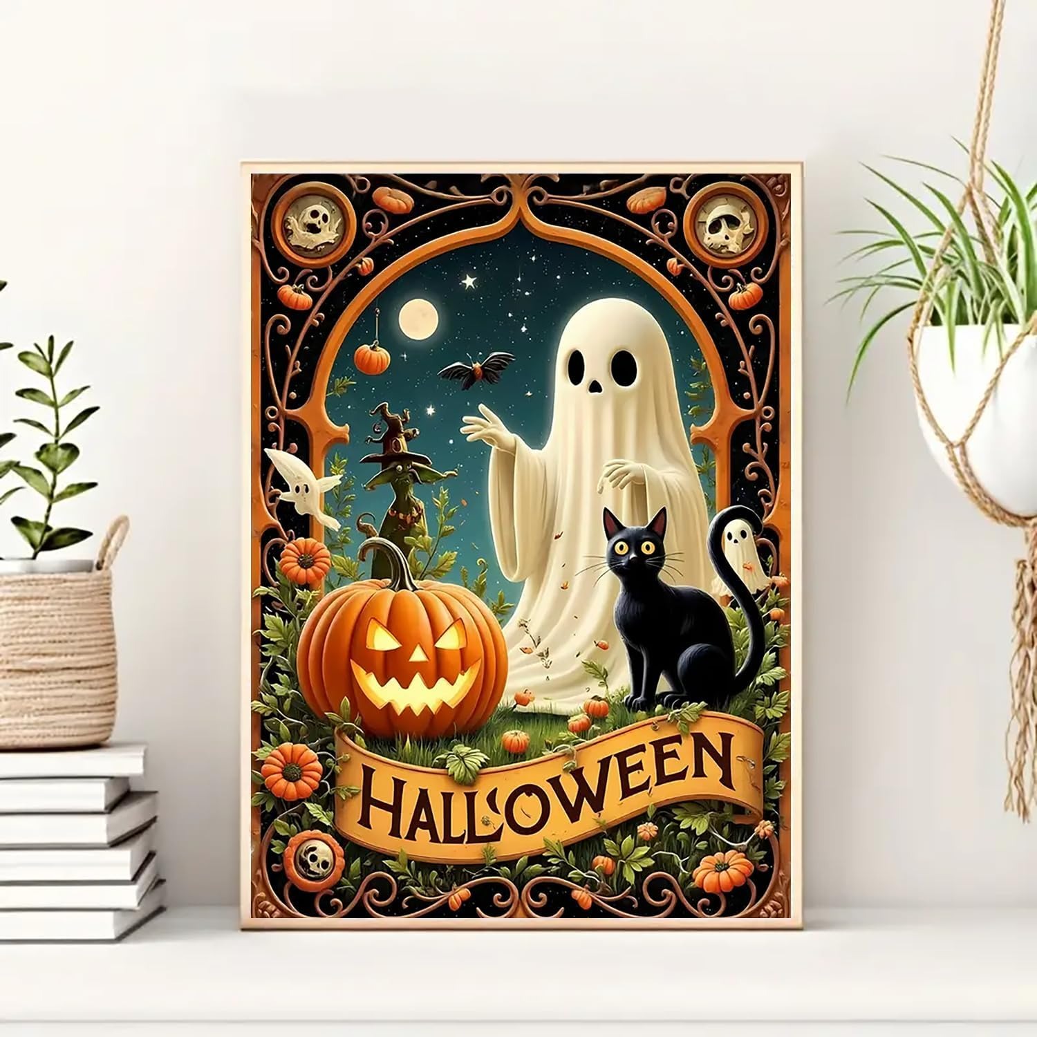 Halloween Pumpkin Cat Paint By Diamond Kit