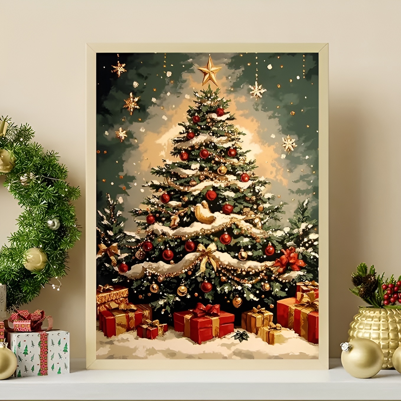Winter Christmas Tree Star Diamond Art Kits for Adults