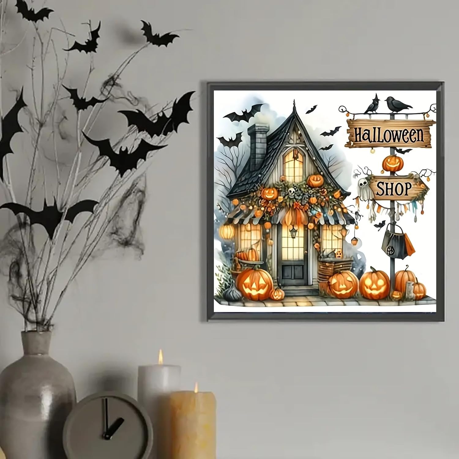Halloween Pumpkin Bat Shop Paint by Diamonds Kit