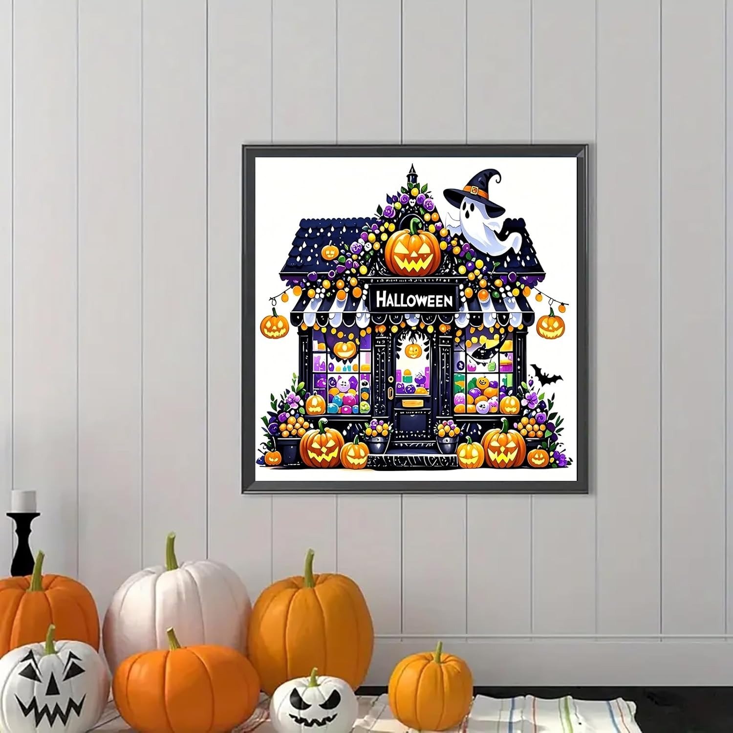 Halloween Pumpkin House Paint By Diamond Kit