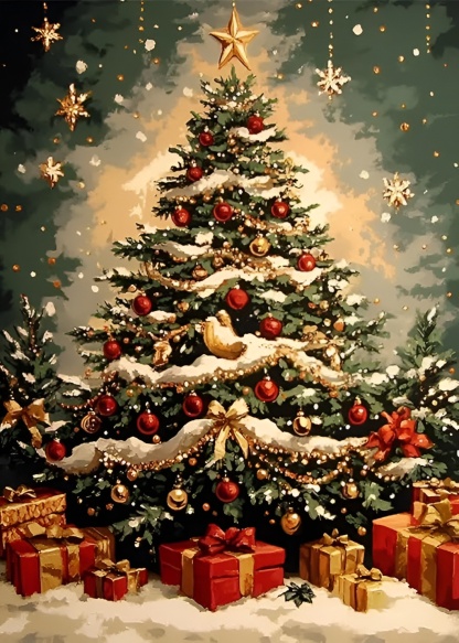 Winter Christmas Tree Star Diamond Art Kits for Adults