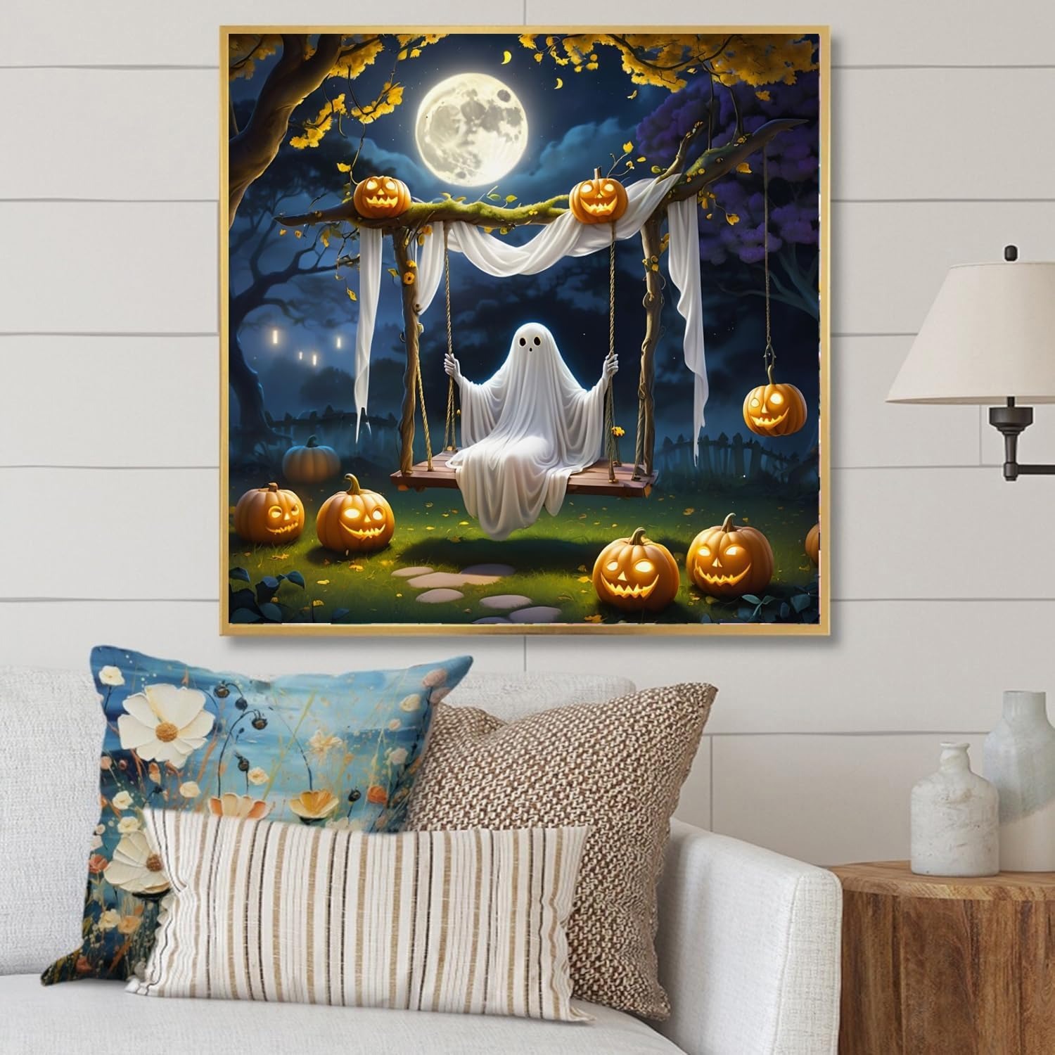 DIY 5D Pumpkin Moon Halloween Wall Decor Paint By Diamonds Kit