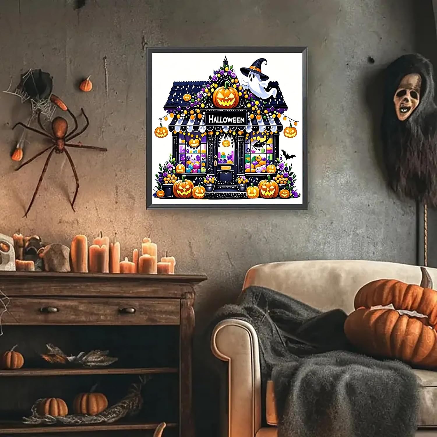 Halloween Pumpkin House Paint By Diamond Kit
