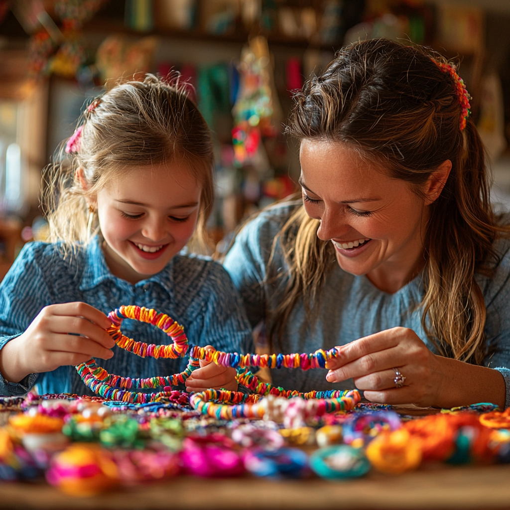 Crafting Bonds: A Mother-Child Friendship Bracelet Day Paint By Diamond
