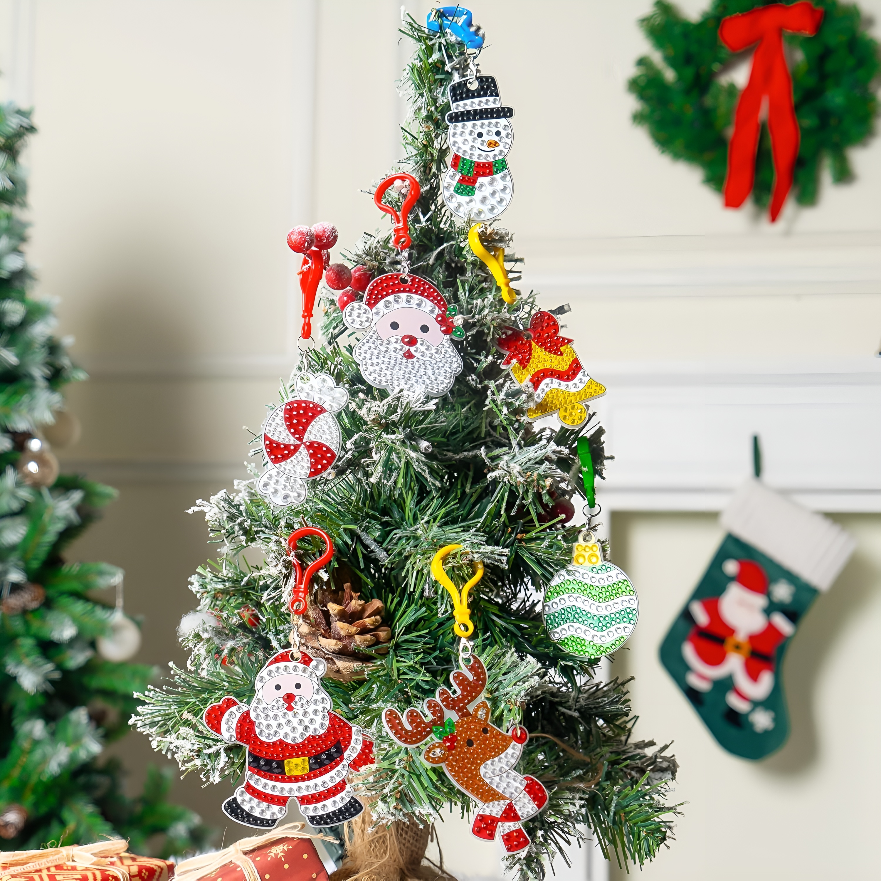 16 Pcs 5D Painting Christmas Diamond Art Ornament Kit