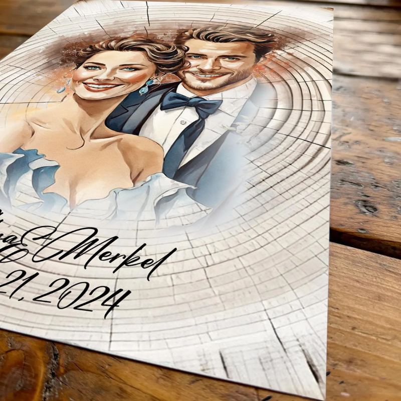 Custom Couple Portrait Wood Wall Art