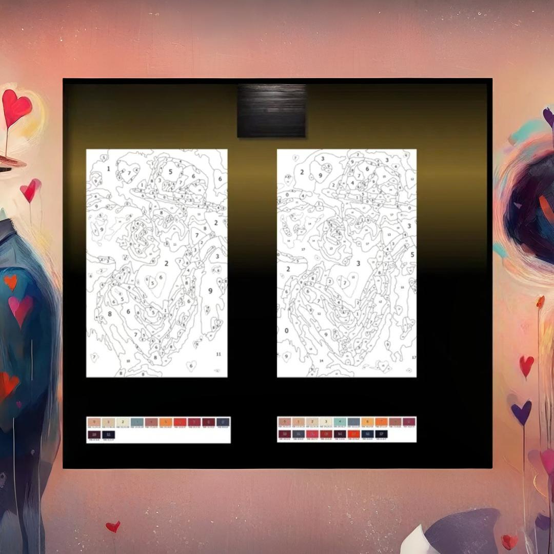 Black Valentines Couple Color By Numbers