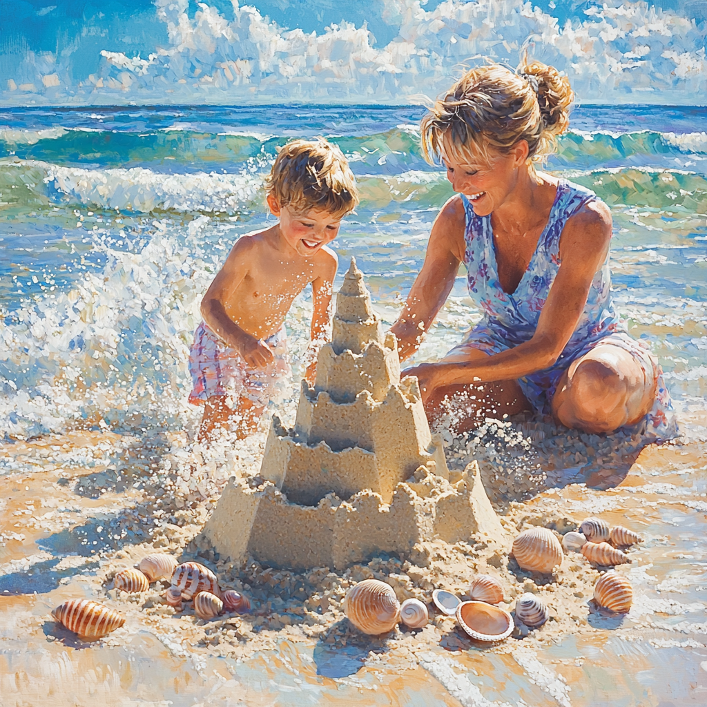 Stories In The Sand: A Day At The Beach Paint By Diamond