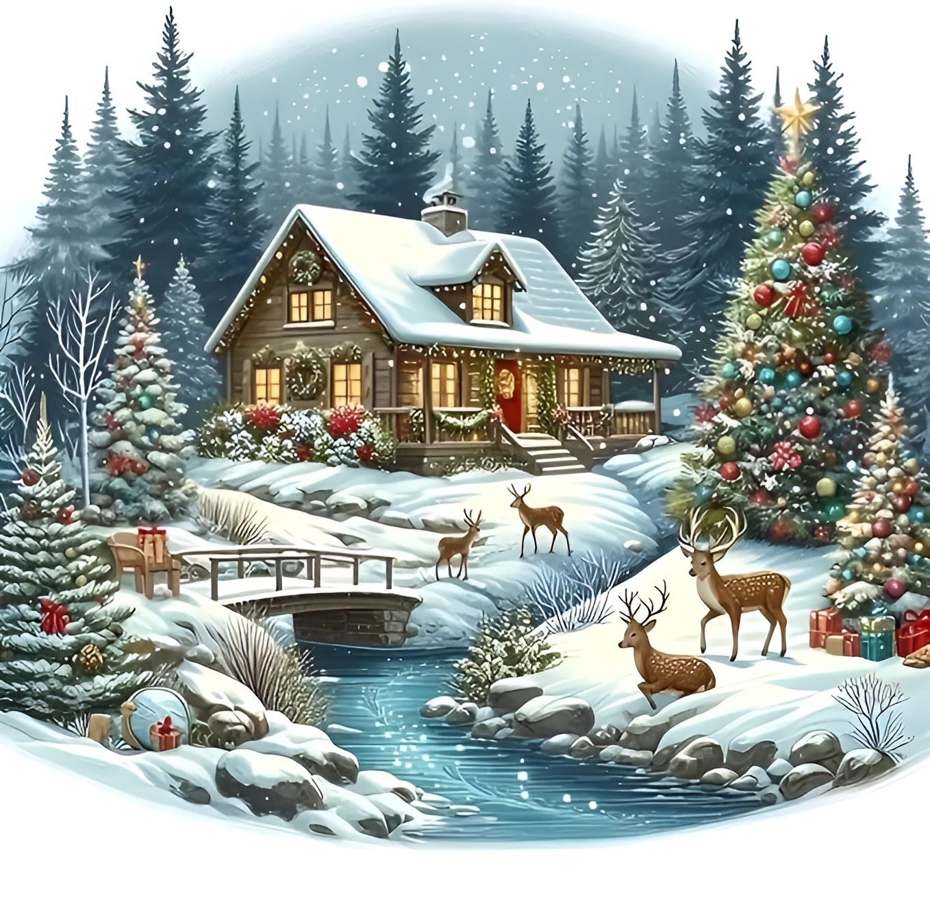 5D Christmas Deer Diamond Painting Art Kit