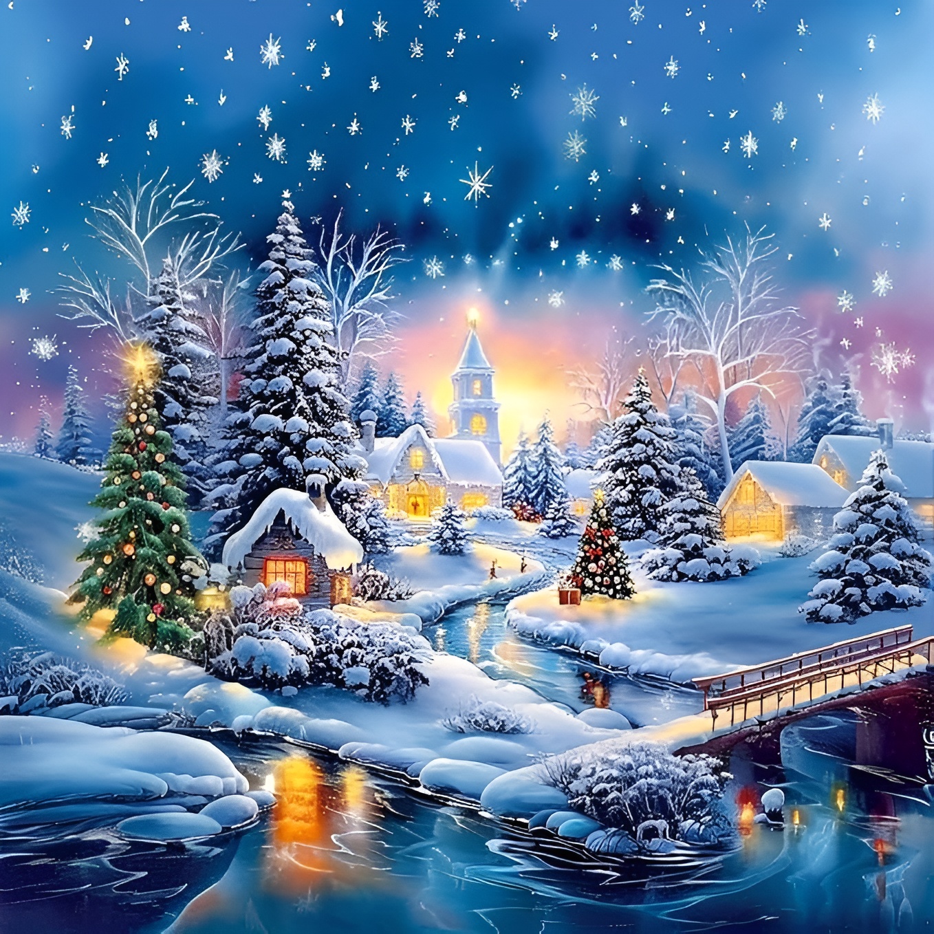 Christmas Winter House Themed Diamond Painting Art Kit