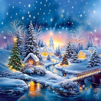 Christmas Winter House Themed Diamond Painting Art Kit