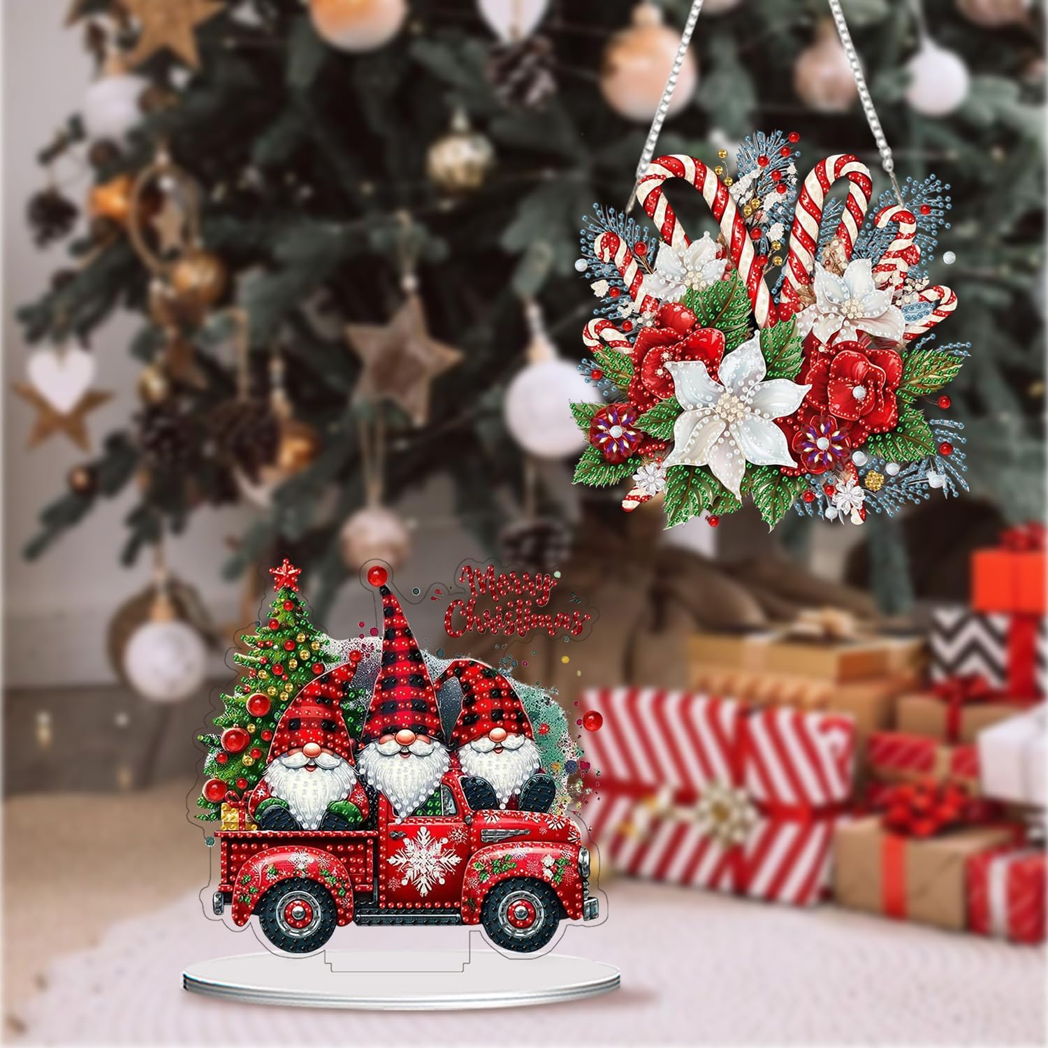  Pack Of 4 Christmas Diamond Art Suncatchers for Adults & Kids