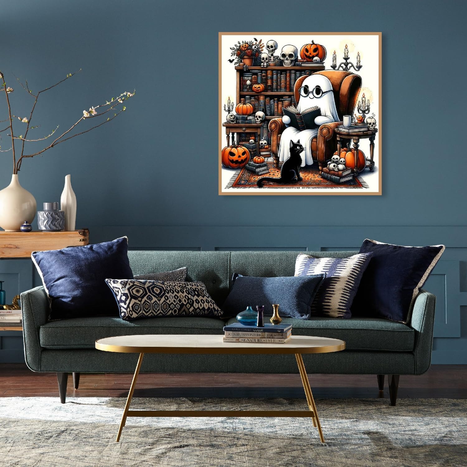 Halloween Library Scene Paint By Diamond Kit 