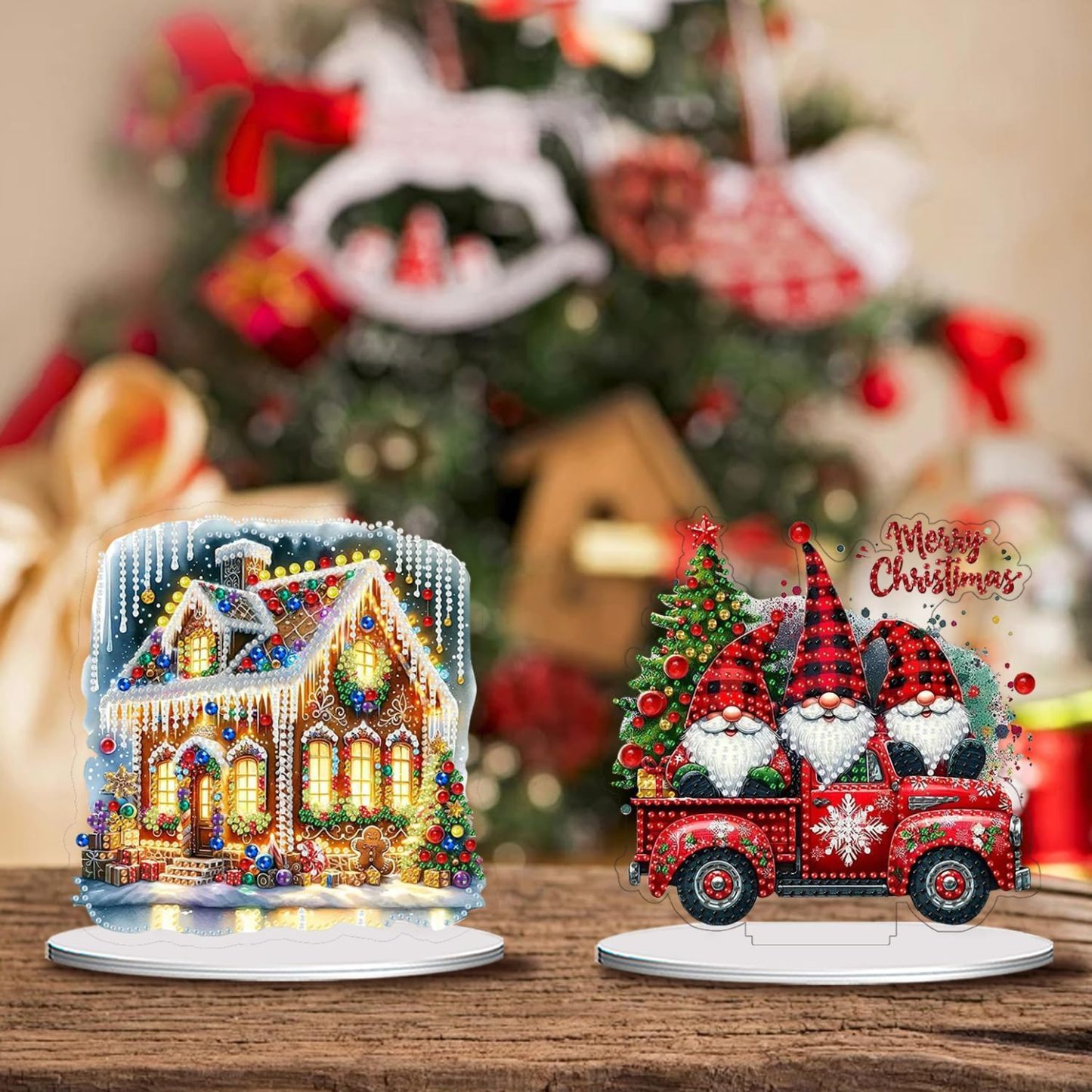  Pack Of 4 Christmas Diamond Art Suncatchers for Adults & Kids