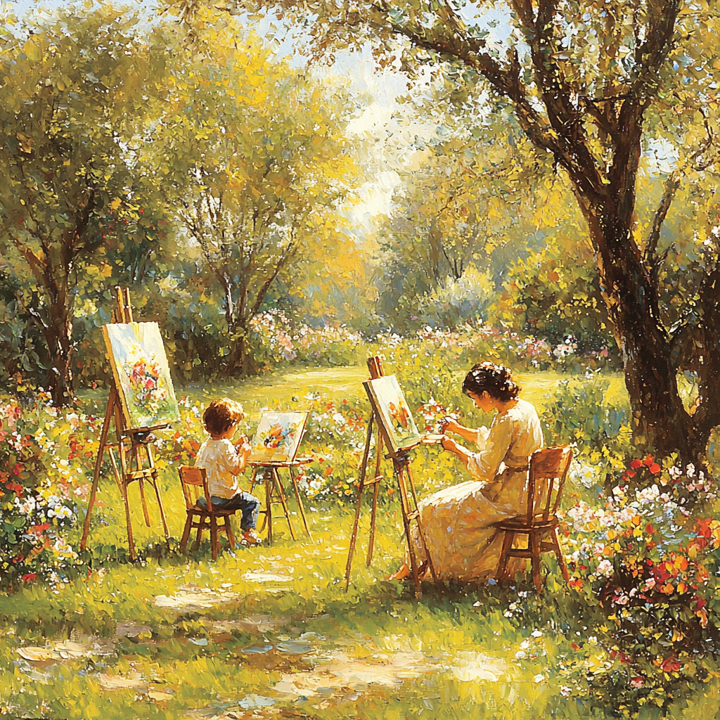 A Canvas Of Love: Painting Together In The Park Painting By Diamonds Kit