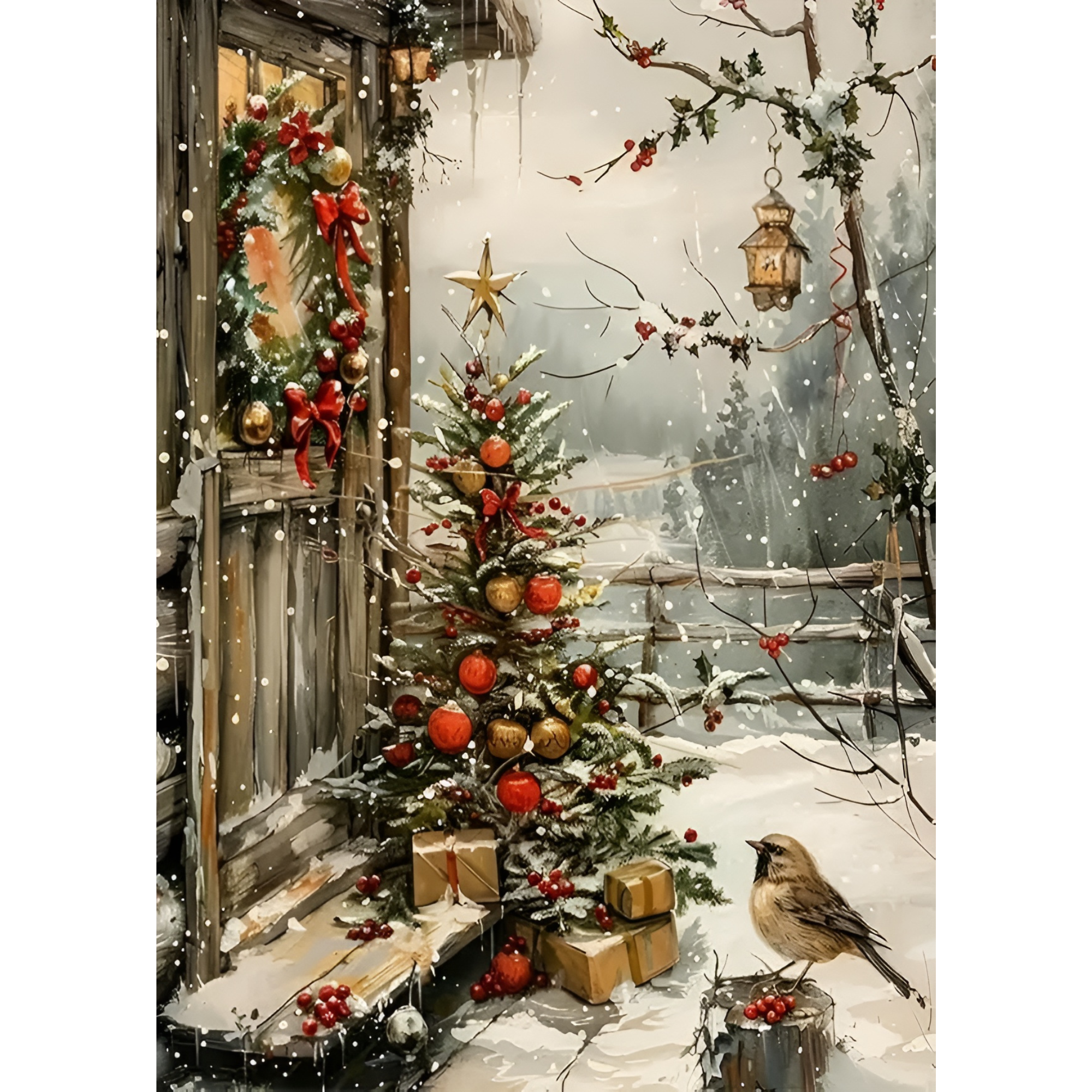 Christmas Tree House Bird Diamond Painting Kits for Adults