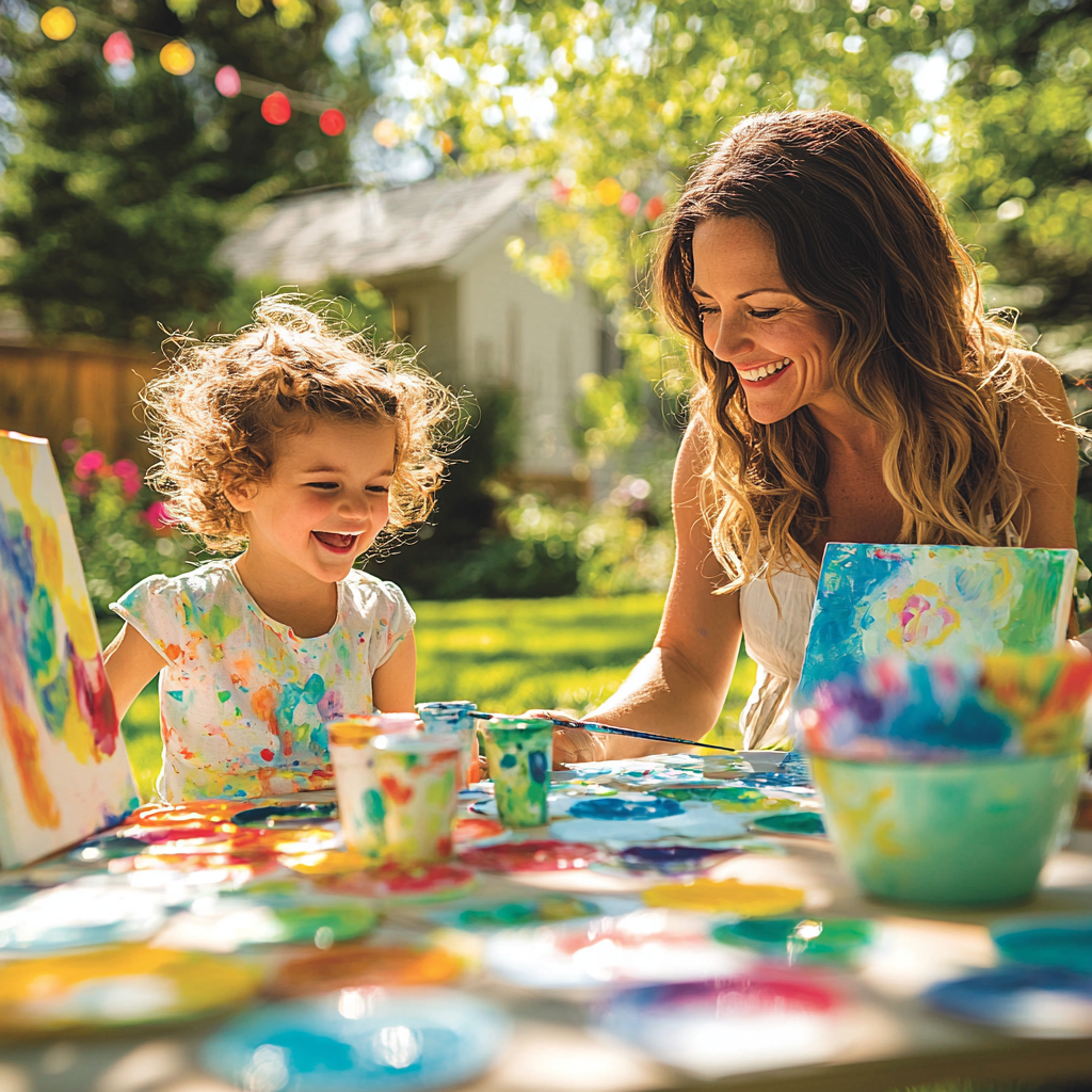 A Canvas Of Memories: Mother And Child Painting Day Diamonded Painting Kits