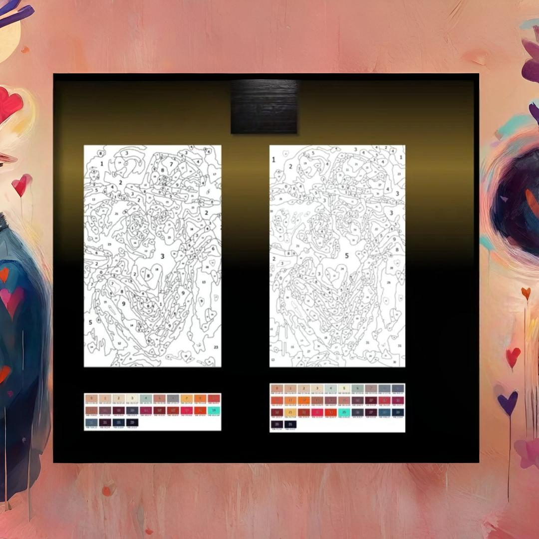 Black Valentines Couple Color By Numbers