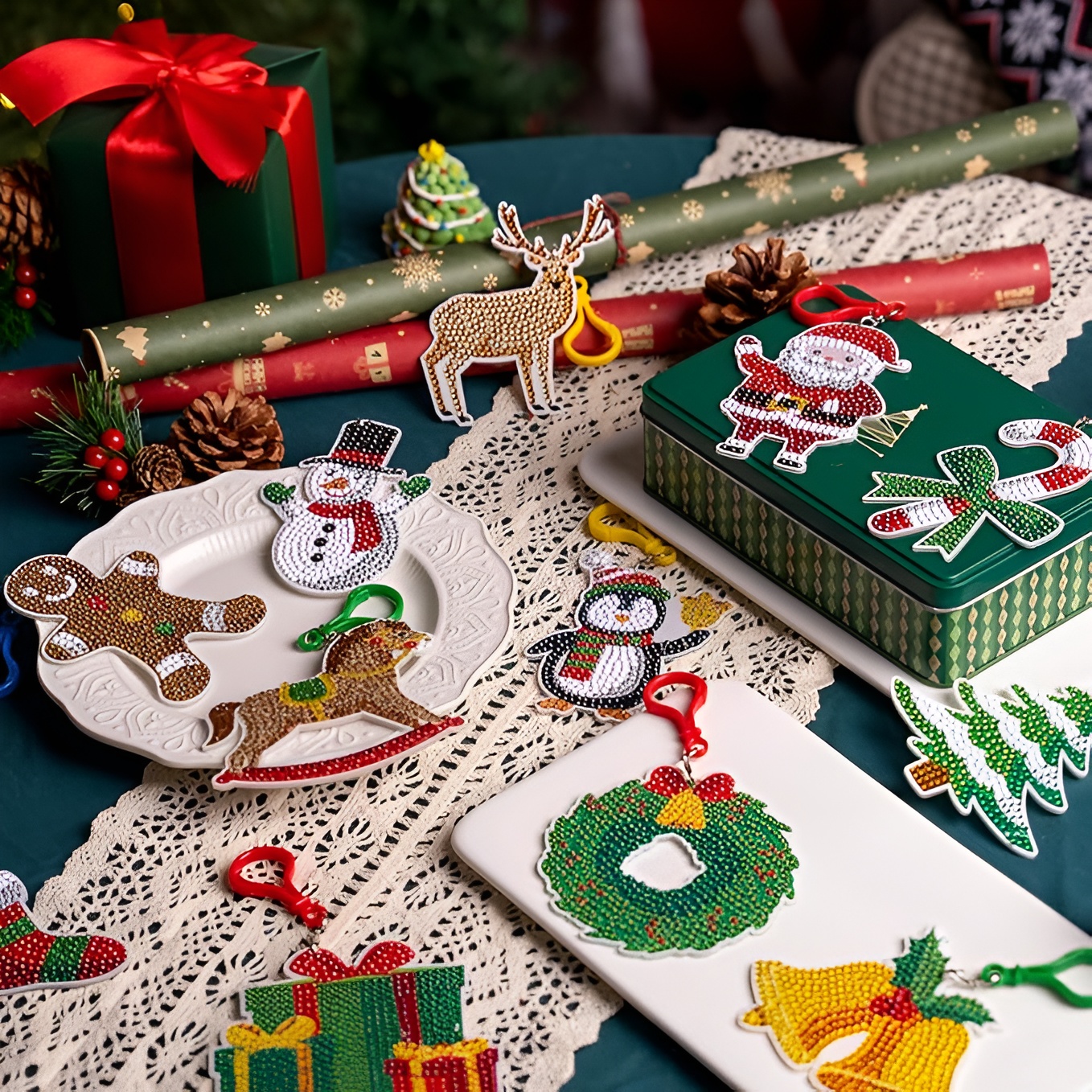 12 Pcs Christmas Diamond Art Ornaments Kit