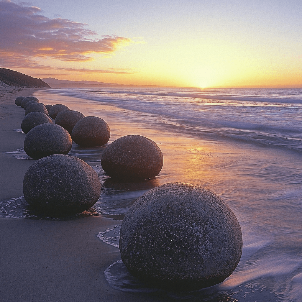 Moeraki Boulders - New Zealand Painting Diamond Kit