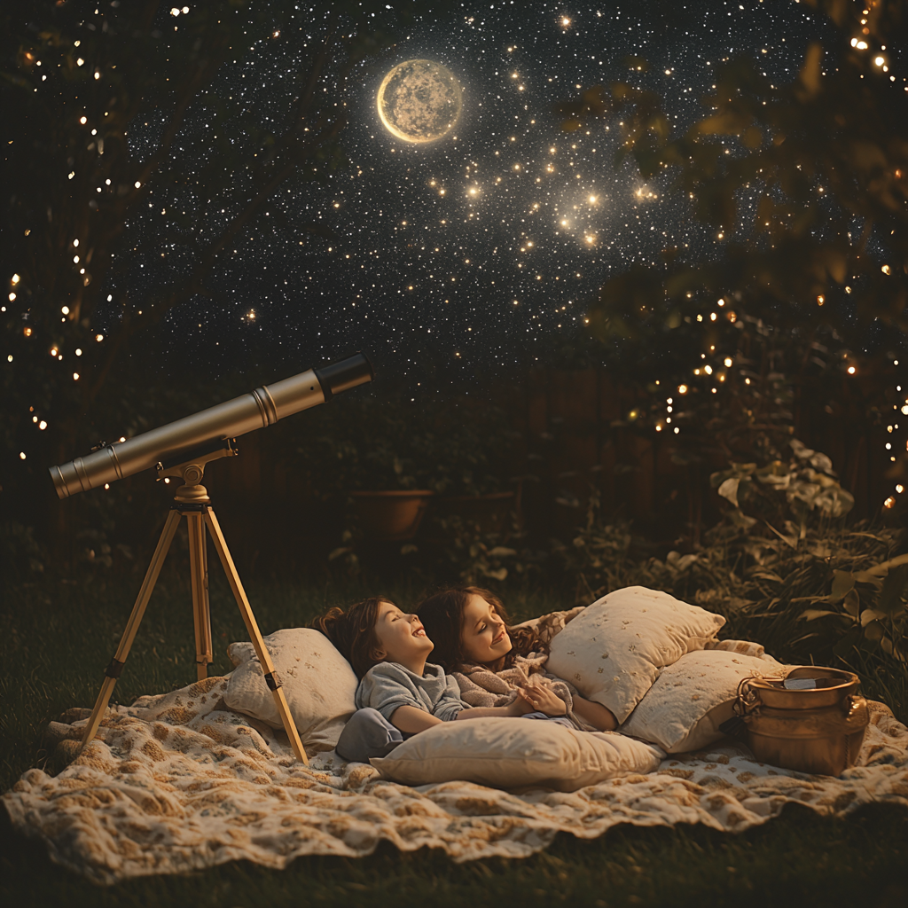 Starlit Secrets: Stargazing Under The Night Sky Painting By Diamonds Kit