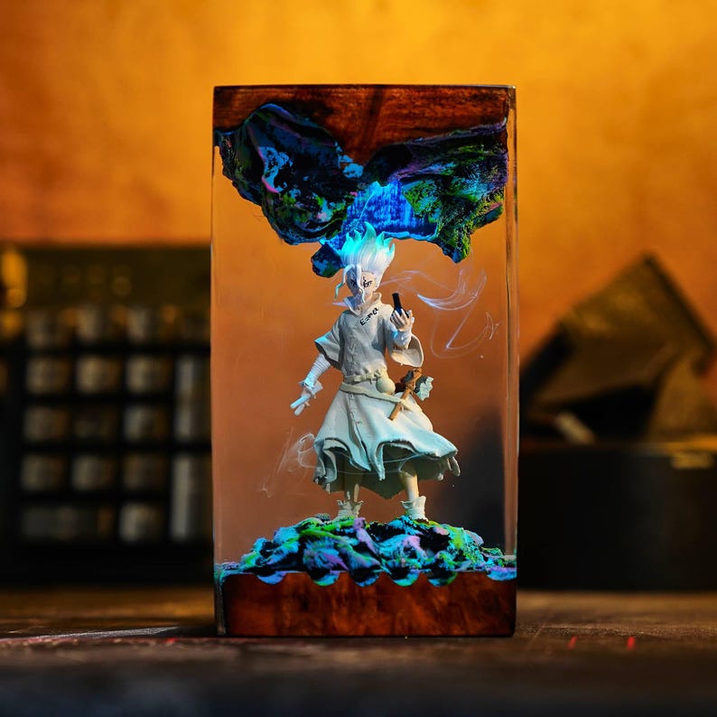 Custom Resin Figure Diorama RGB LED Lamp With Remote For Valentines Day