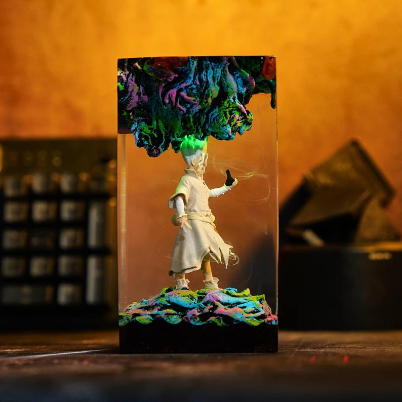 Custom Resin Figure Diorama RGB LED Lamp With Remote For Valentines Day