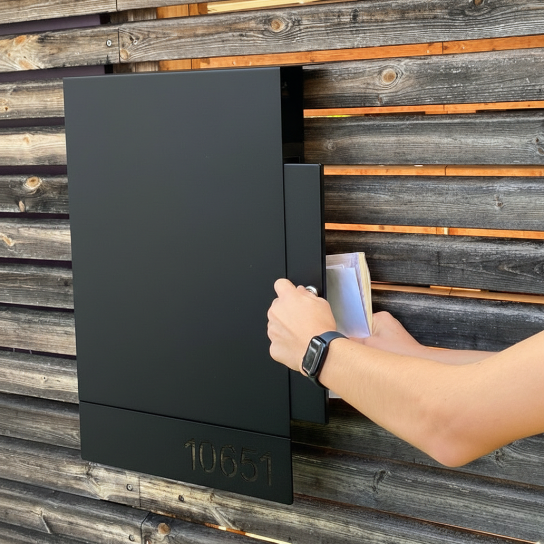 Personalized Black Locking Mailbox