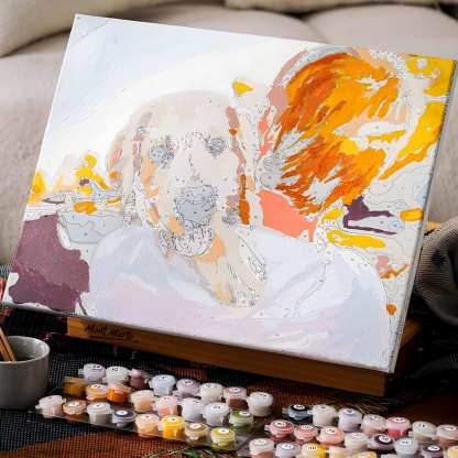 Custom Pet Photo Paint by Numbers Kit With Canvas 24 Colors And Brushes For Valentine's day