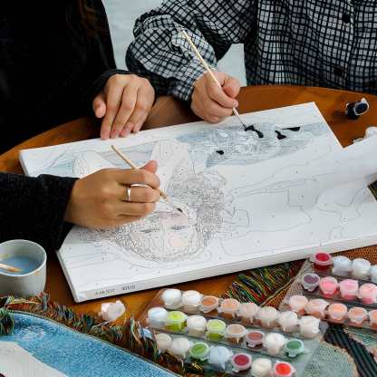 Custom Pet Photo Paint by Numbers Kit With Canvas 24 Colors And Brushes For Valentine's day