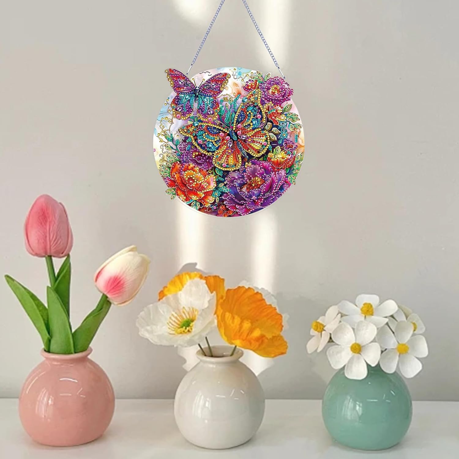 DIY Ornament Butterfly And Flowers Diamond Art Printed Kit