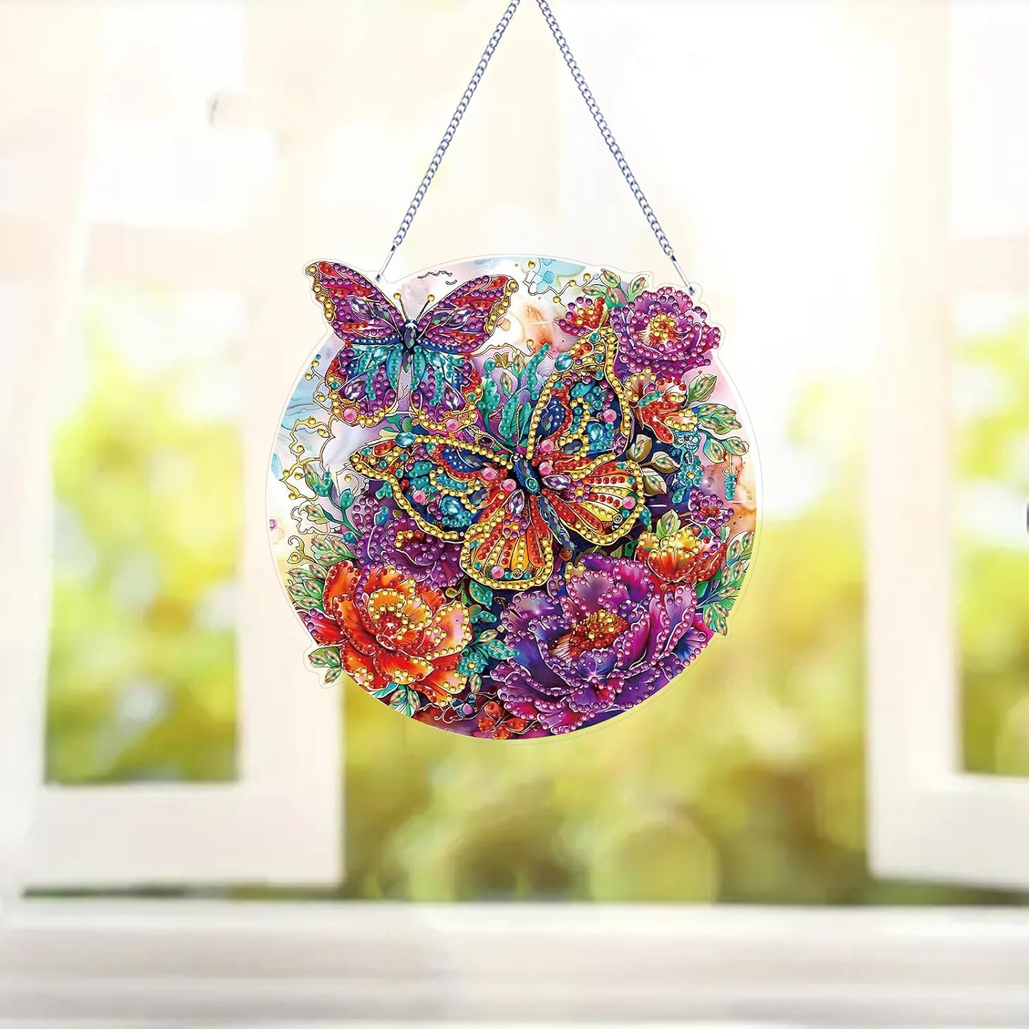 DIY Ornament Butterfly And Flowers Diamond Art Printed Kit