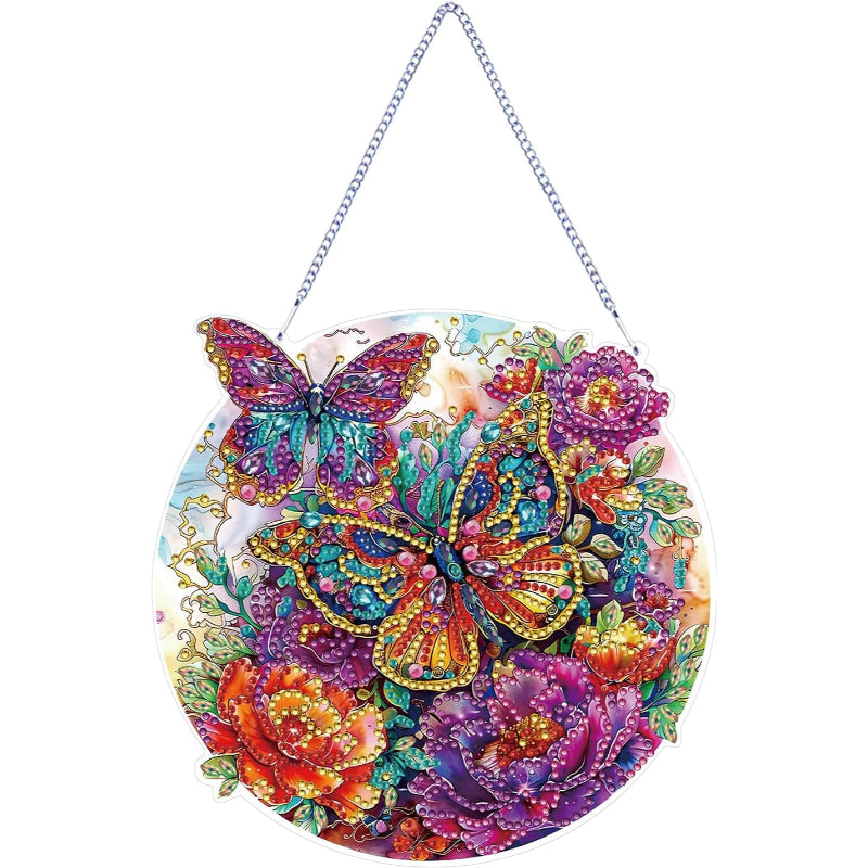 DIY Ornament Butterfly And Flowers Diamond Art Printed Kit
