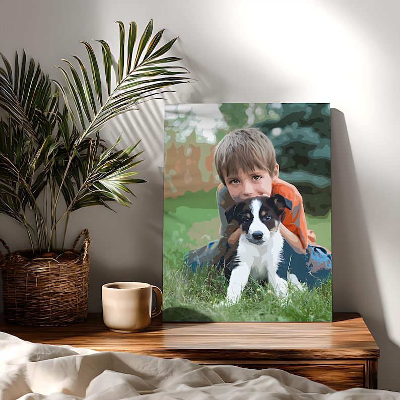 Personalized Family Pet Valentines Day Painting
