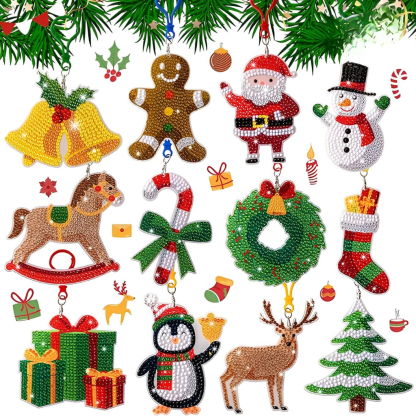 12 Pcs Christmas Diamond Art Ornaments Kit